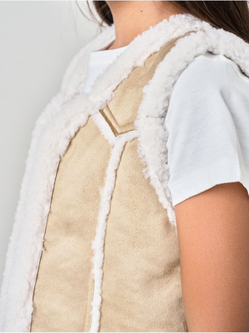Gilet sans manches fille 'deeluxe' Ecru - Kiabi