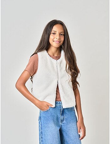 Gilet sans manches fille ultra doux, imitation fourrure 'deeluxe'