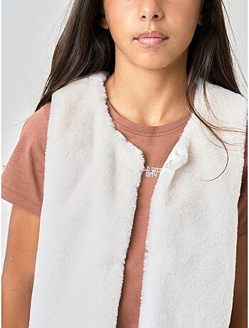 Gilet sans manches fille ultra doux, imitation fourrure 'deeluxe'