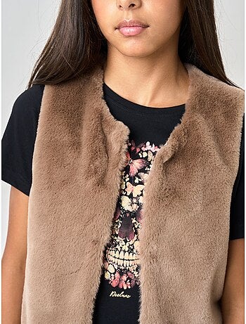 Gilet sans manches fille ultra doux, imitation fourrure 'deeluxe'