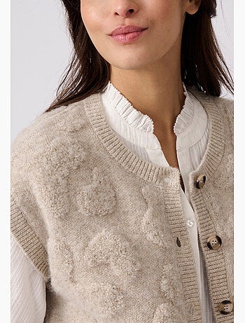 Gilet sans manches jacquard maille bouclette - Damart