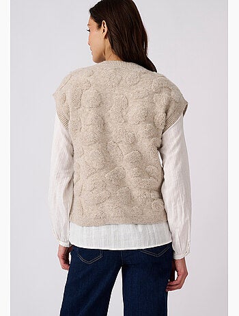 Gilet sans manches jacquard maille bouclette - Damart