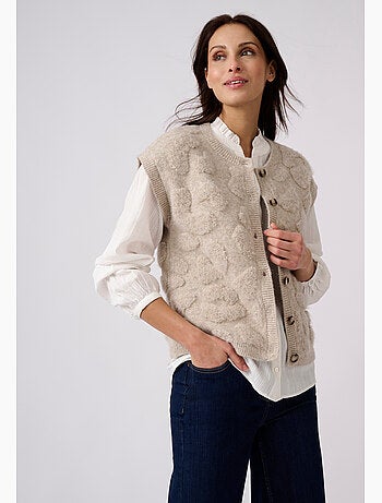 Gilet sans manches jacquard maille bouclette - Damart