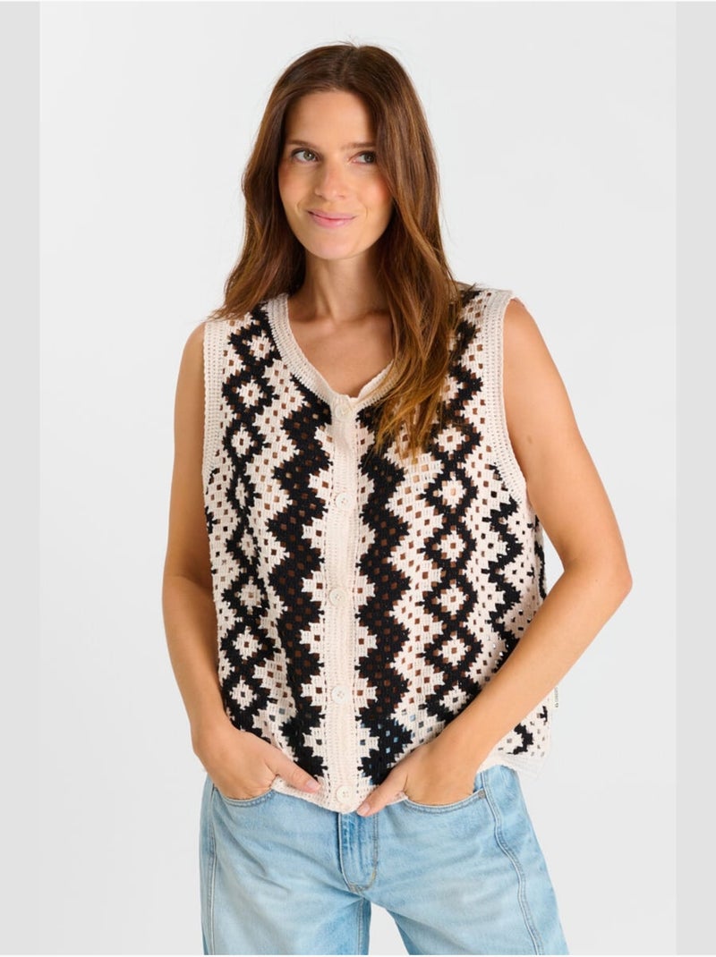 Gilet sans manches JOCELYN 'Le Temps Des Cerises' Blanc - Kiabi