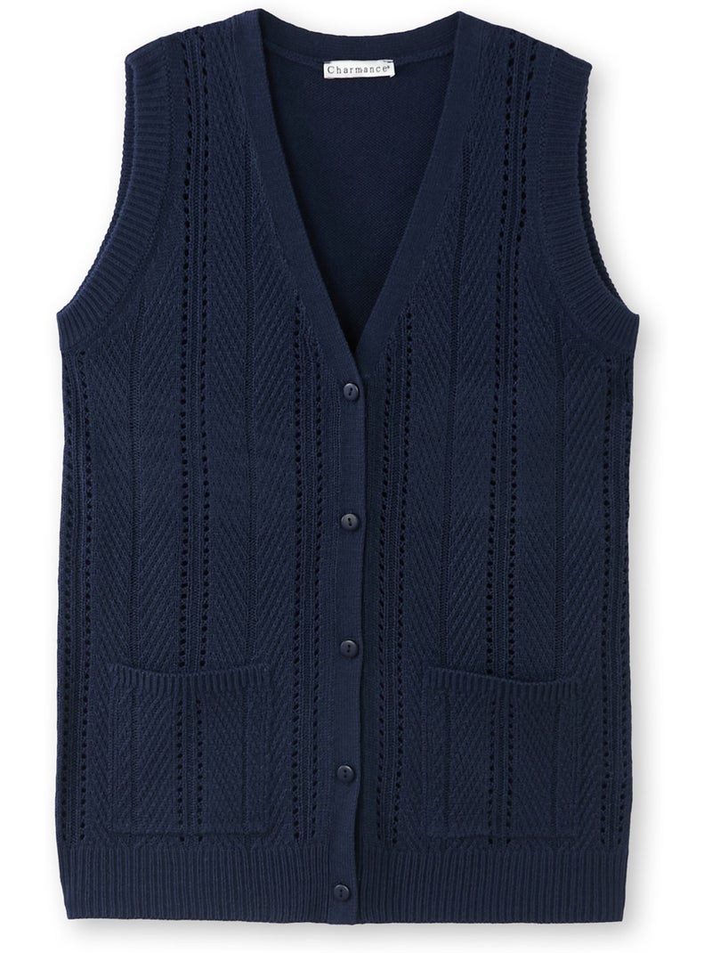 Gilet sans manches maille ajourée - DAXON Bleu marine - Kiabi
