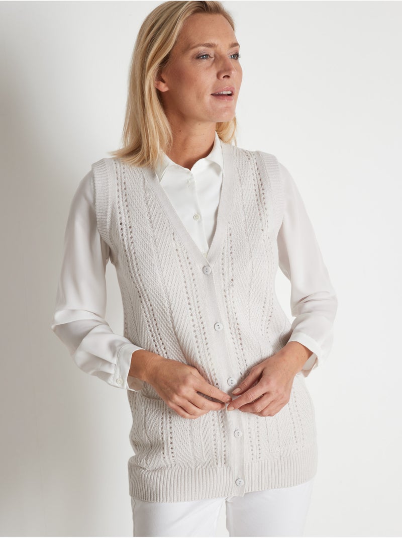 Gilet sans manches maille ajourée - DAXON Gris perle - Kiabi