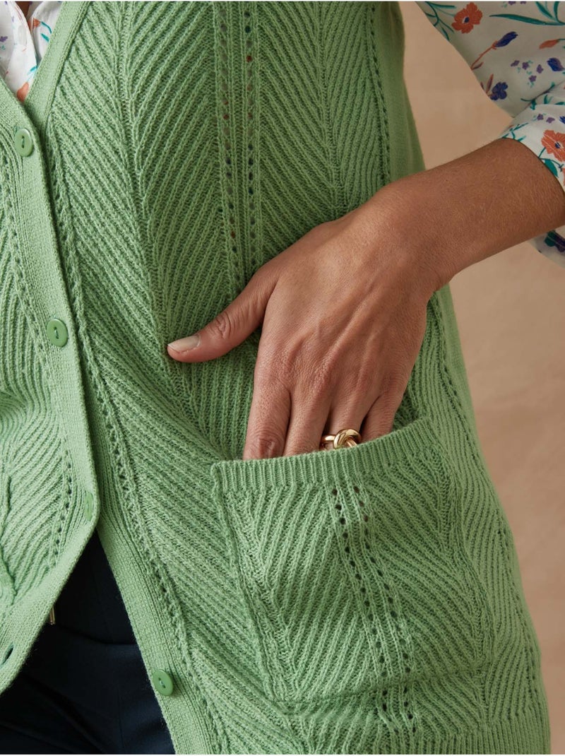 Gilet sans manches maille ajourée - DAXON Vert - Kiabi