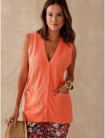 Gilet sans manches maille ajourée