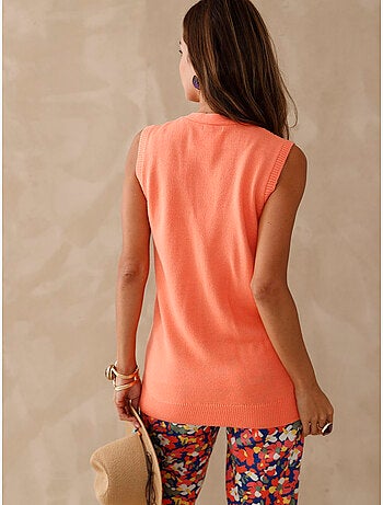 Gilet sans manches maille ajourée