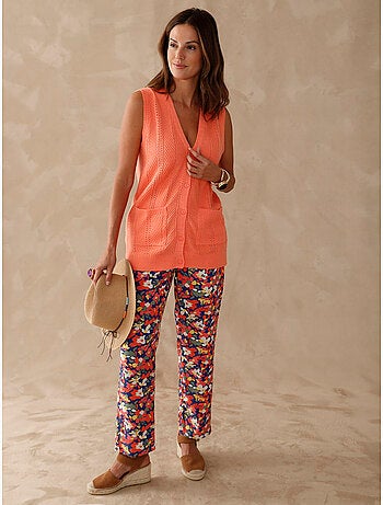 Gilet sans manches maille ajourée