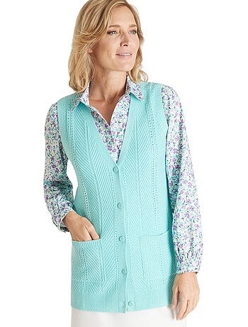 Gilet sans manches maille ajourée