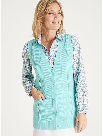 Gilet sans manches maille ajourée