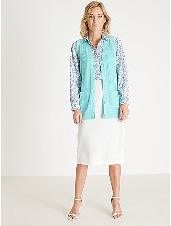 Gilet sans manches maille ajourée