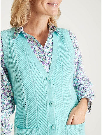 Gilet sans manches maille ajourée