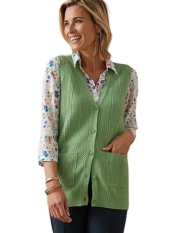 Gilet sans manches maille ajourée