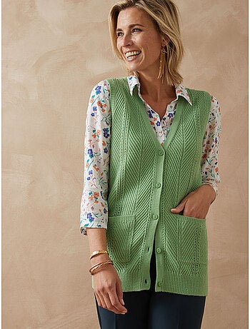 Gilet sans manches maille ajourée