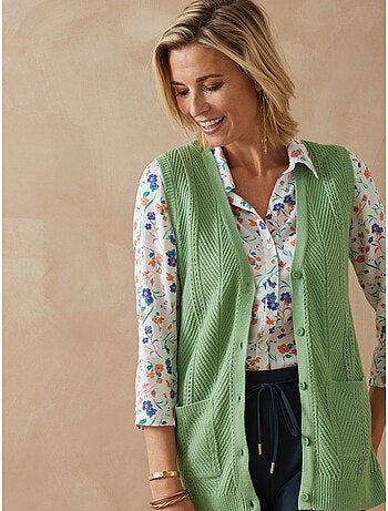 Gilet sans manches maille ajourée