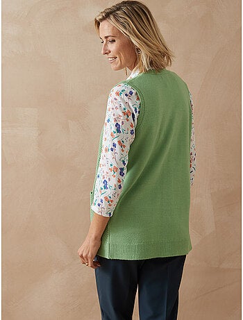 Gilet sans manches maille ajourée