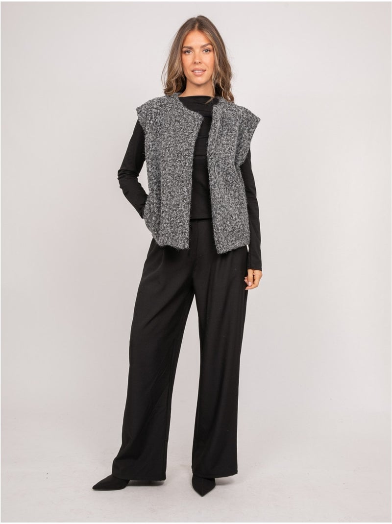 Gilet sans manches maille bouclée ujara Gris - Kiabi