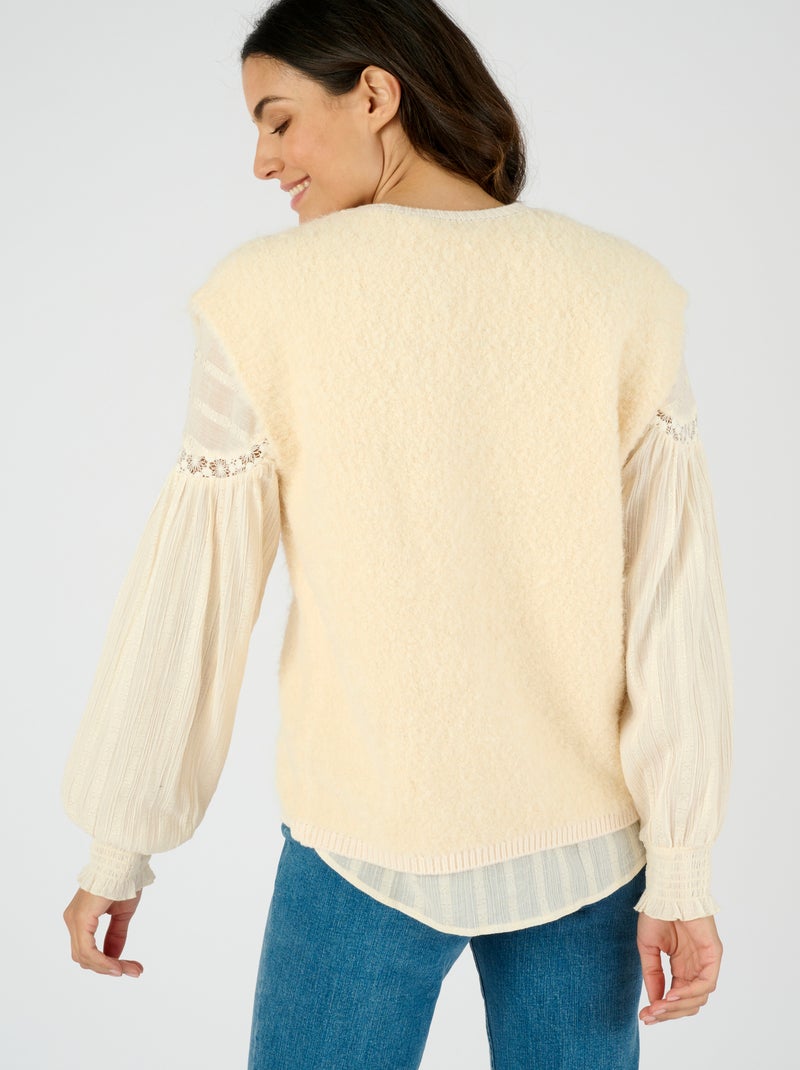 Gilet sans manches maille bouclette - Damart Beige - Kiabi