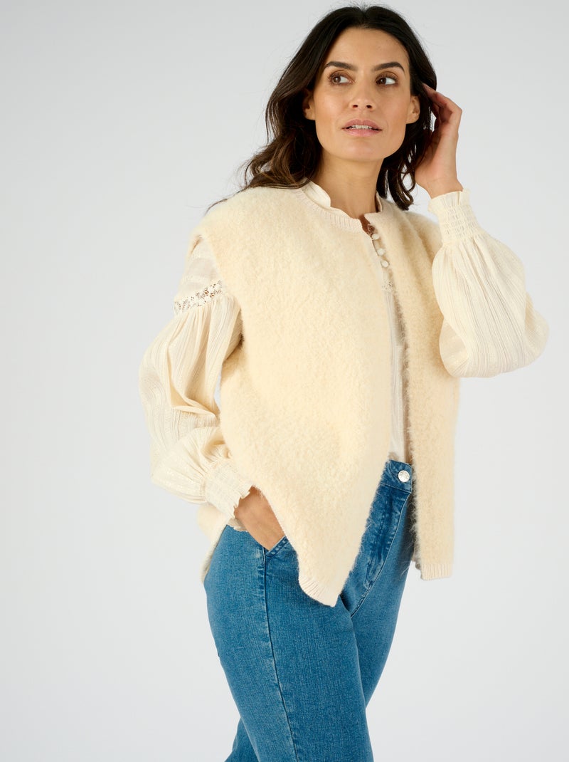 Gilet sans manches maille bouclette - Damart Beige - Kiabi