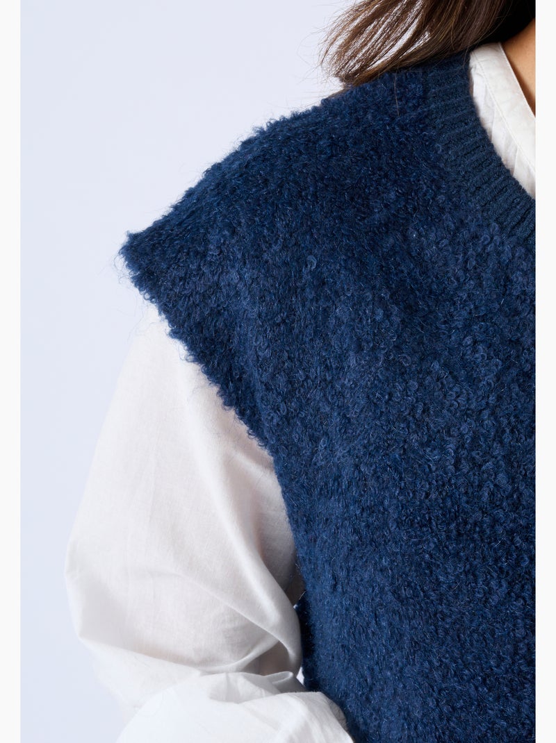 Gilet sans manches maille bouclette - Damart Bleu - Kiabi