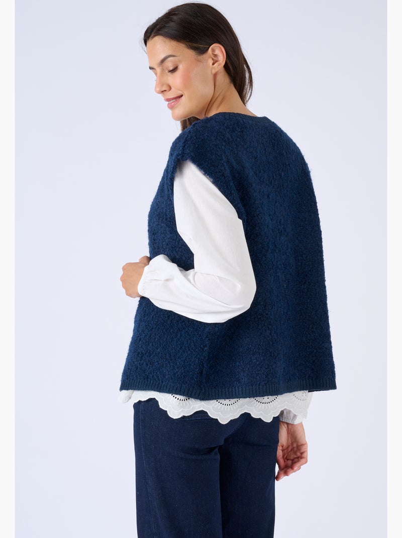 Gilet sans manches maille bouclette - Damart Bleu - Kiabi