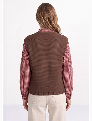 Gilet sans manches maille fantaisie - afibel