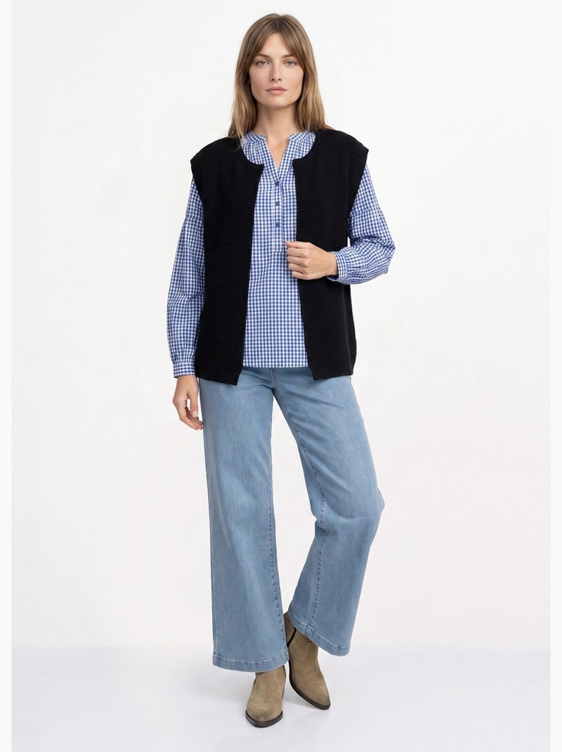 Gilet sans manches maille fantaisie - afibel Noir - Kiabi