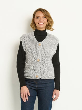 Gilet sans manches maille grosse jauge