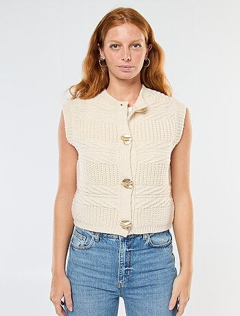 Gilet sans manches maille torsadée