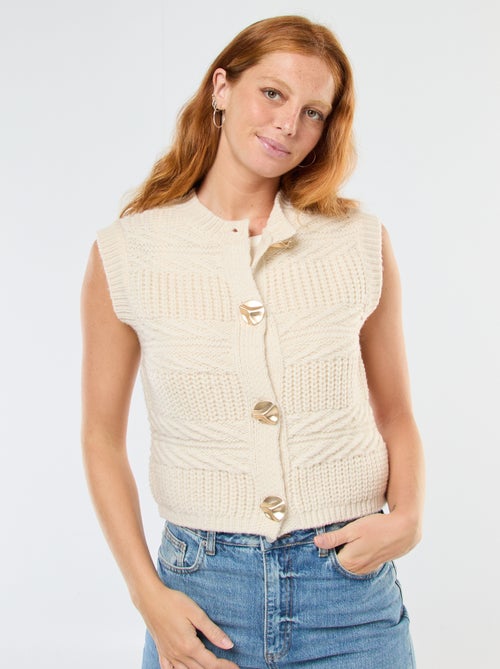 Gilet sans manches maille torsadée - Kiabi