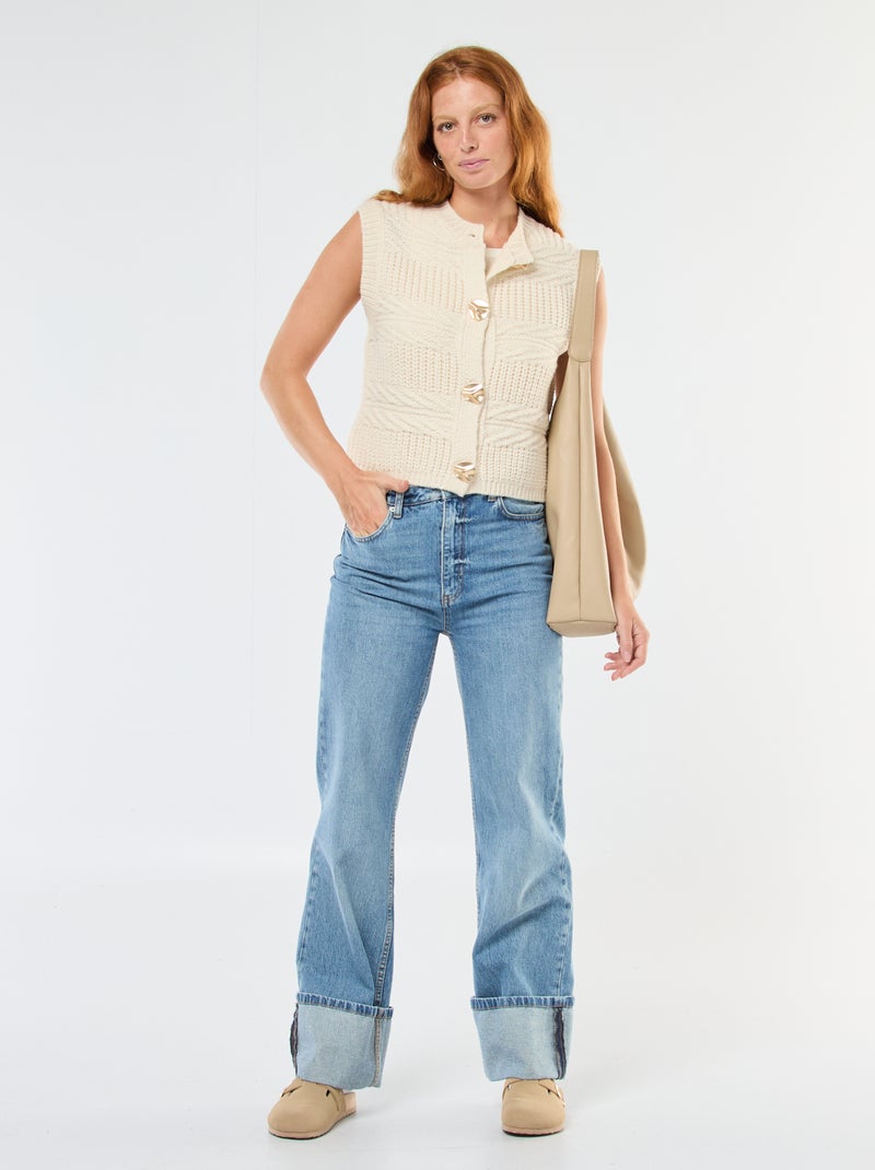 Gilet sans manches maille torsadée Blanc - Kiabi