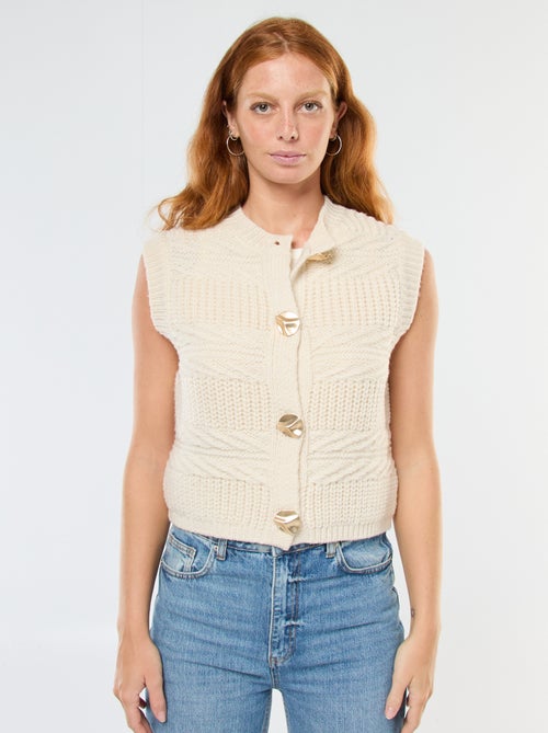 Gilet sans manches maille torsadée - Kiabi