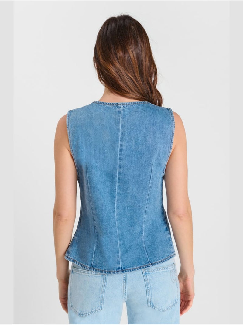 Gilet sans manches melora 'le temps des cerises' Bleu - Kiabi