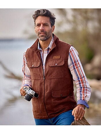 Gilet Sans Manches Multipoche en Su?dine? - ATLAS FOR MEN