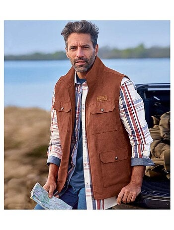 Gilet Sans Manches Multipoche en Suédine - ATLAS FOR MEN
