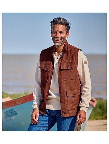 Gilet Sans Manches Multipoche en Suédine - ATLAS FOR MEN