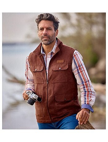 Gilet Sans Manches Multipoche en Suédine - ATLAS FOR MEN