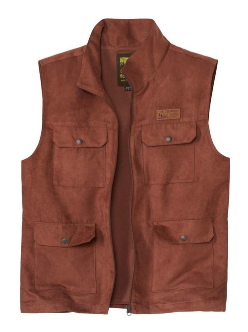 Gilet Sans Manches Multipoche en Suédine   - ATLAS FOR MEN - Kiabi