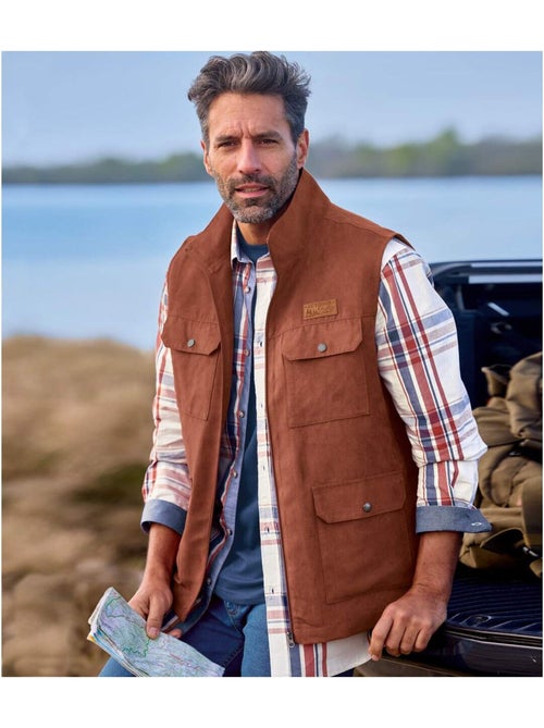 Gilet sans manches multipoche en suédine - atlas for men - Kiabi Gilet sans manches multipoche en suédine - atlas for men - Kiabi