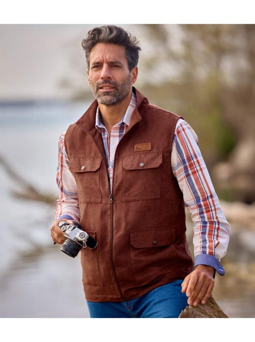 Gilet sans manches multipoche en suédine - atlas for men - Kiabi Gilet sans manches multipoche en suédine - atlas for men - Kiabi