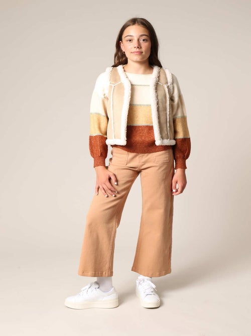 Gilet sans manches pour fille style sherpa, style folk
 'Deeluxe' - Kiabi