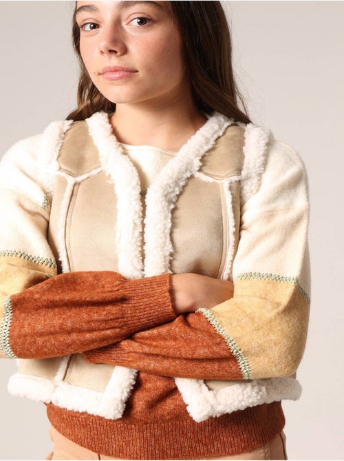 Gilet sans manches pour fille style sherpa, style folk
 'Deeluxe' - Kiabi