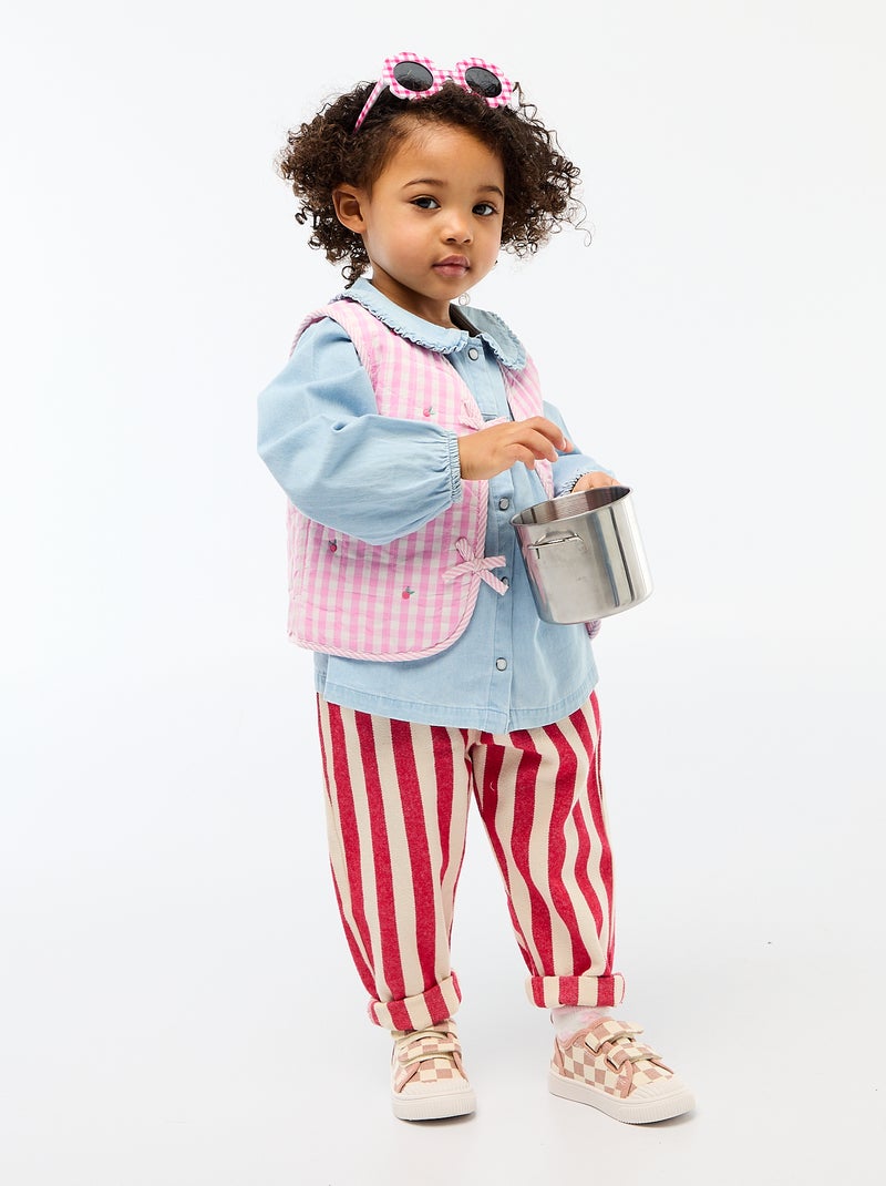 Gilet sans manches réversible en popeline Rose - Kiabi