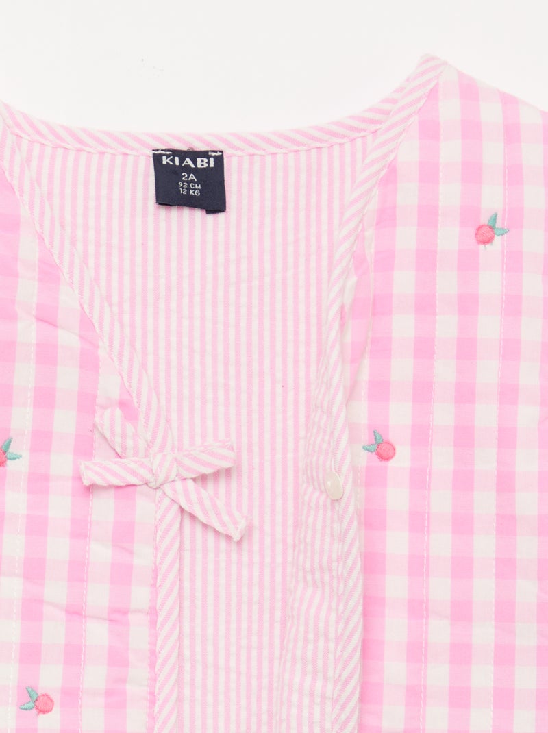 Gilet sans manches réversible en popeline Rose - Kiabi