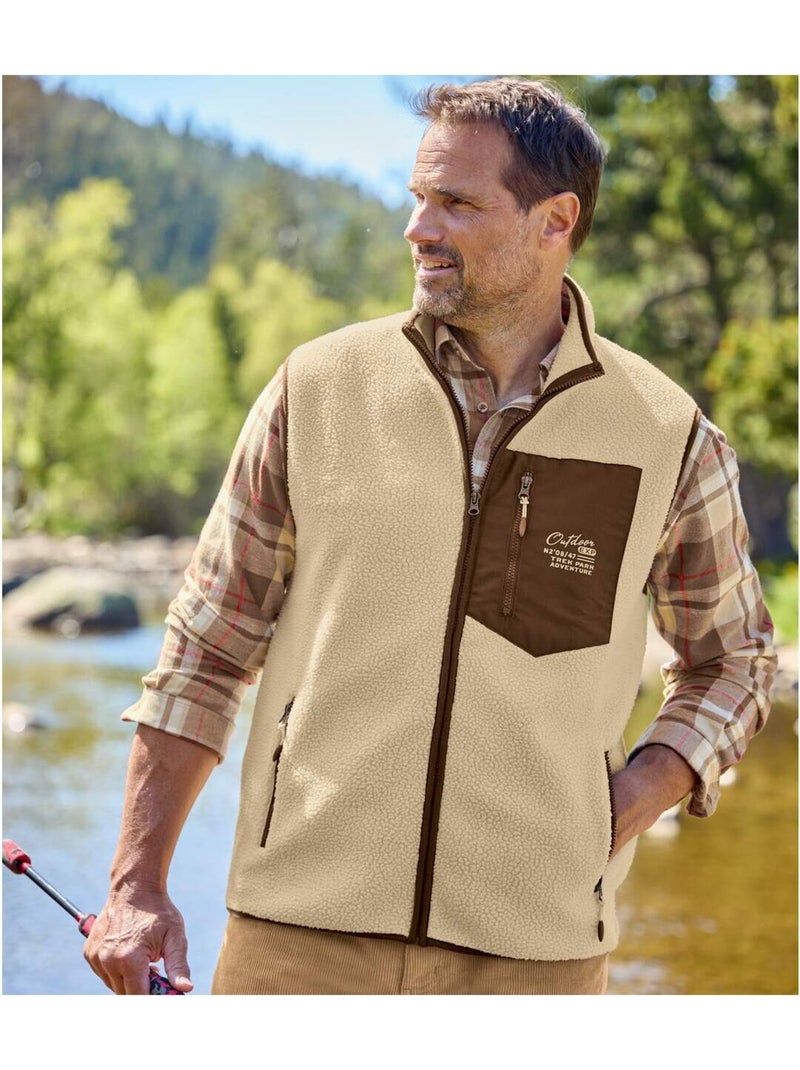 Gilet sans manches sherpa   - atlas for men Beige - Kiabi