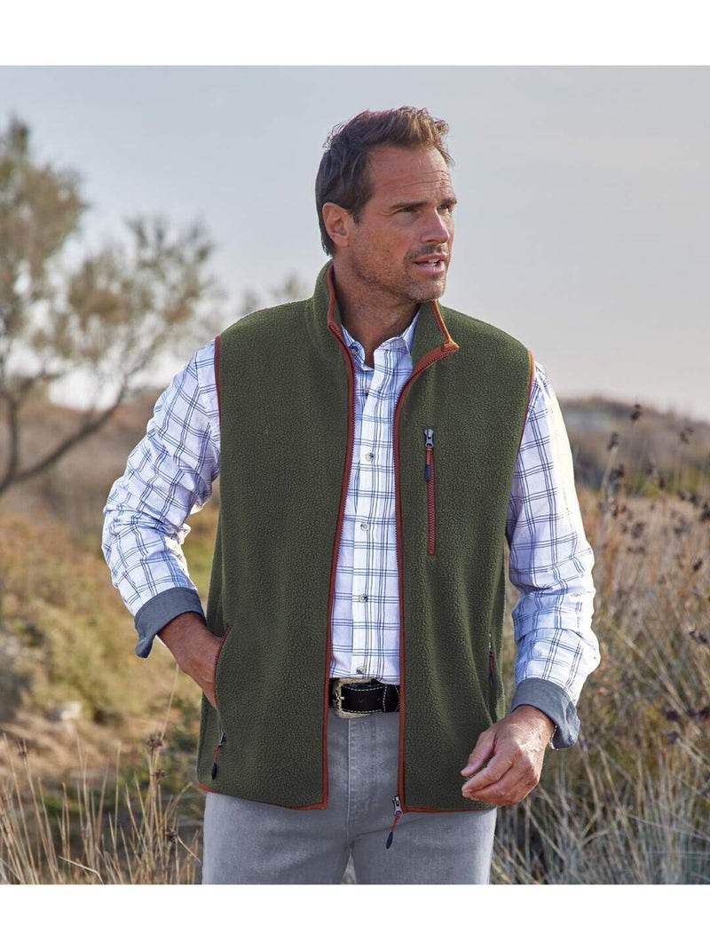 Gilet Sans Manches Sherpa   - ATLAS FOR MEN Kaki - Kiabi