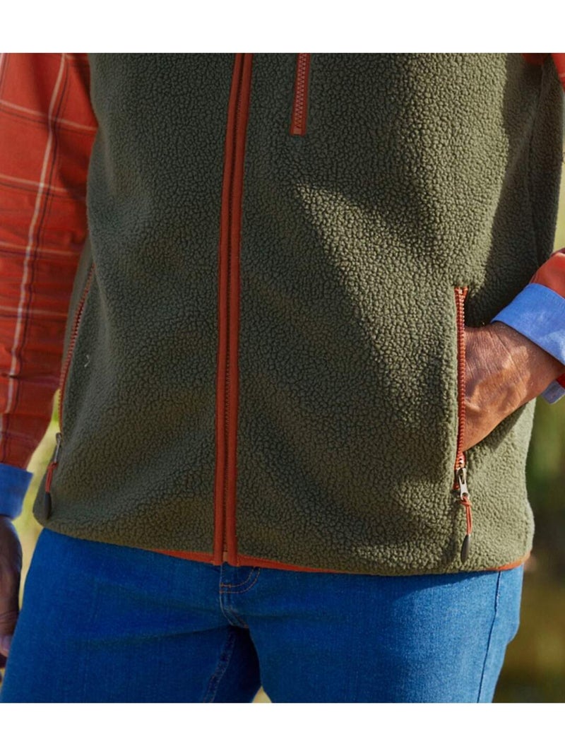 Gilet Sans Manches Sherpa   - ATLAS FOR MEN Kaki - Kiabi