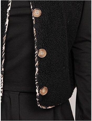 Gilet sans manches sherpa finitions léopard umalia